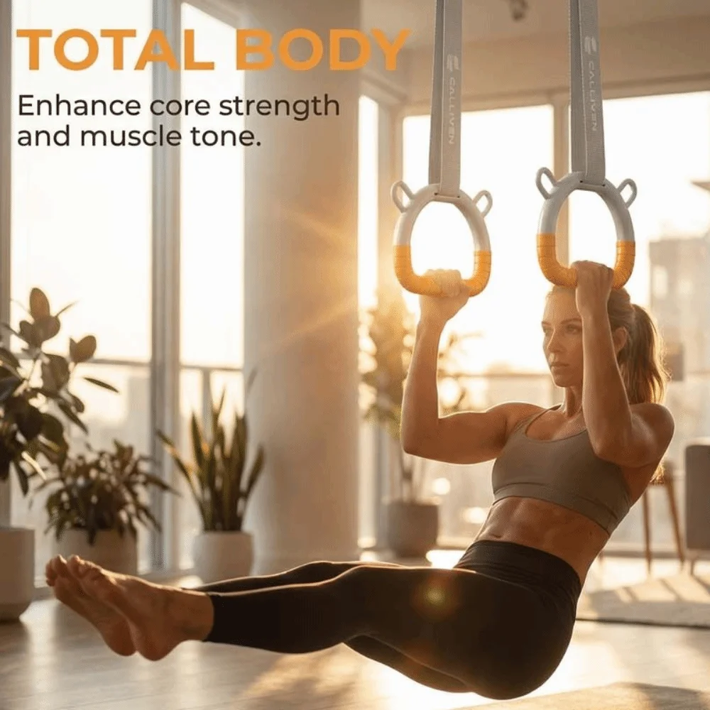 With Straps Gymnastic Rings Non-Slip Durable Pull Up Bar Adjustable Straps Comfortable Fitness Exercise Ring Gymnastics Practice