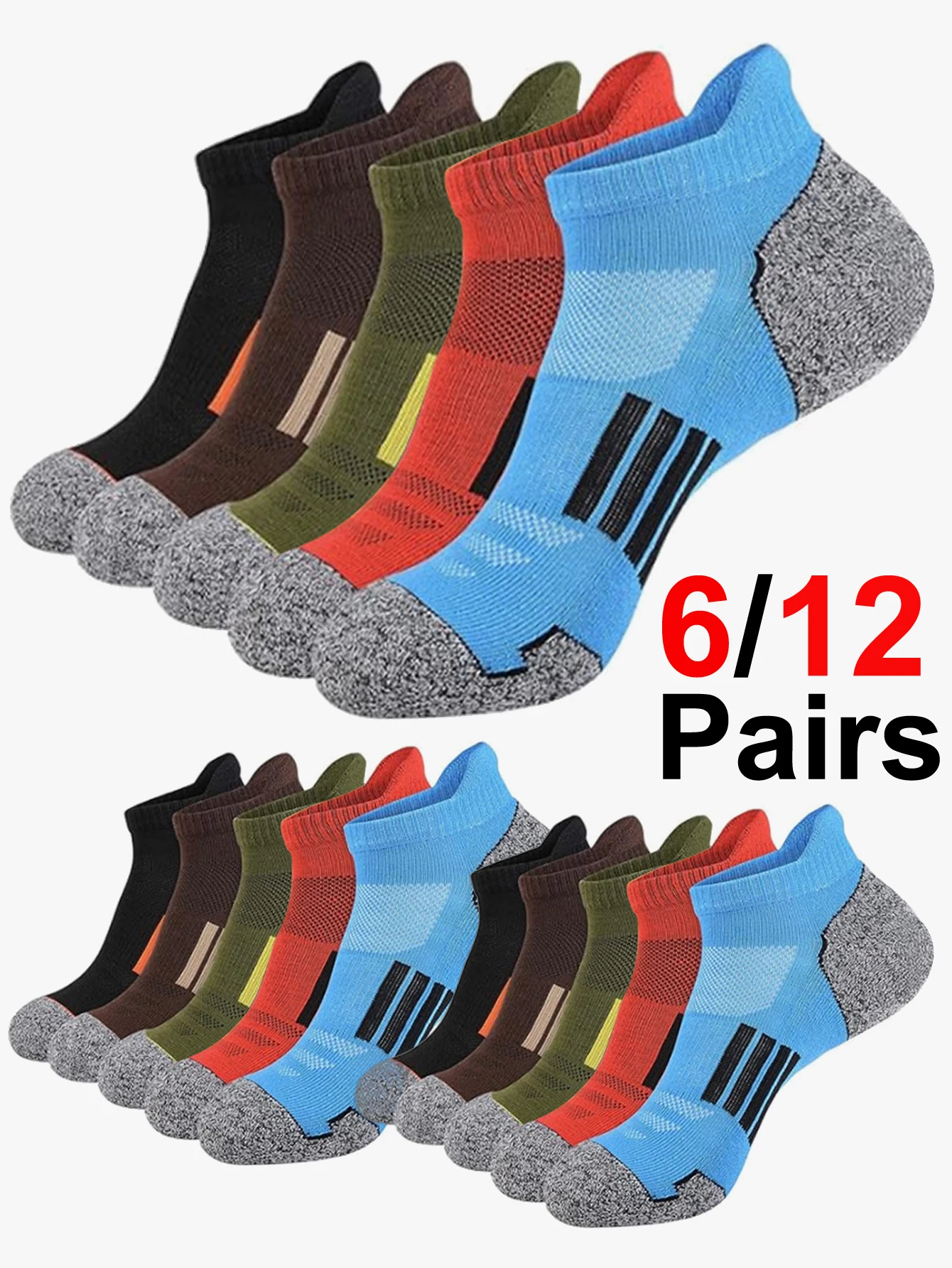 

6/12Pairs Unisex Knit Breathable Sports Boat Socks European Sizes 33-46 Short Socks for Children And Adults