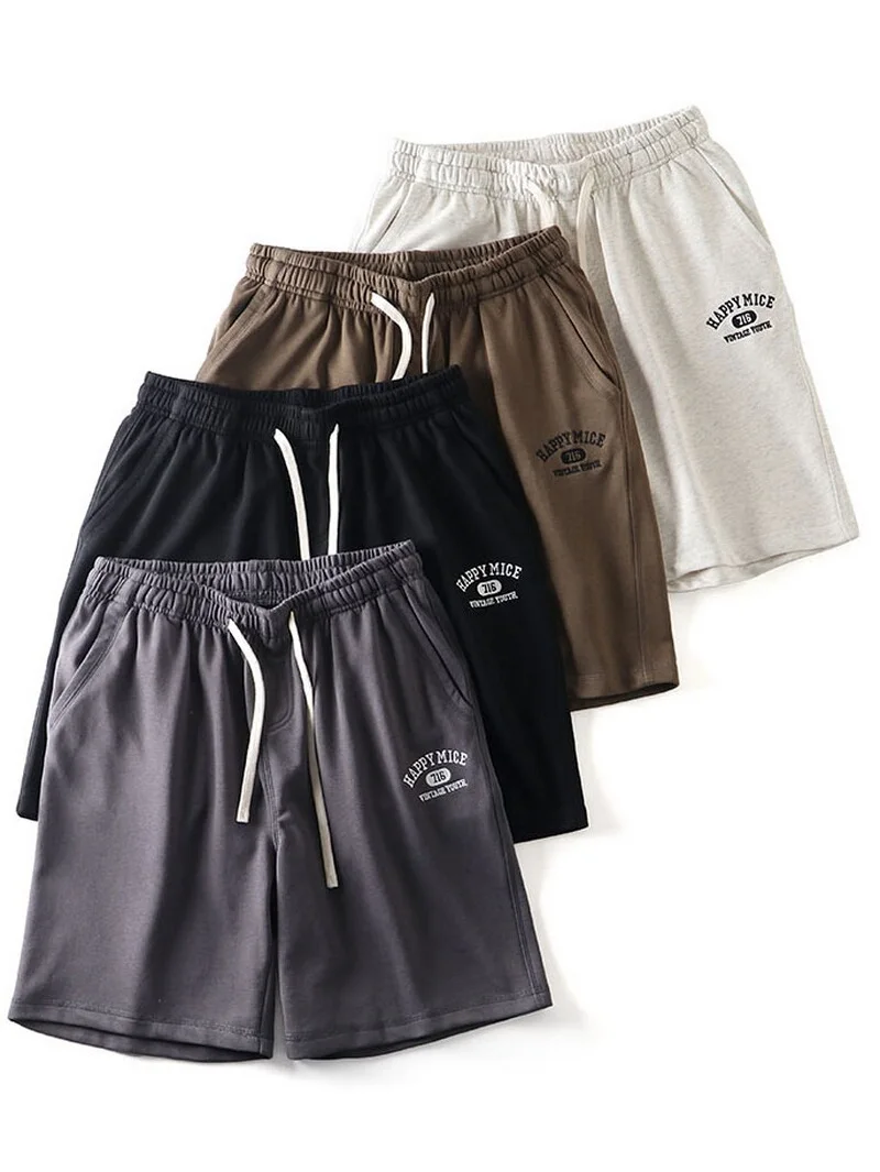 

Мужские летние новые американские ретро-шорты из 100% хлопка с вышивкой букв, свободные, повседневные, спортивные, длиной до колена