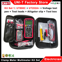 UNI-T UT210E UT204+ UT202A+ UT107+ UT890C UT61E+ Clamp Meter Multimeter Kit Set Professional Electrician Tester Tools Kit