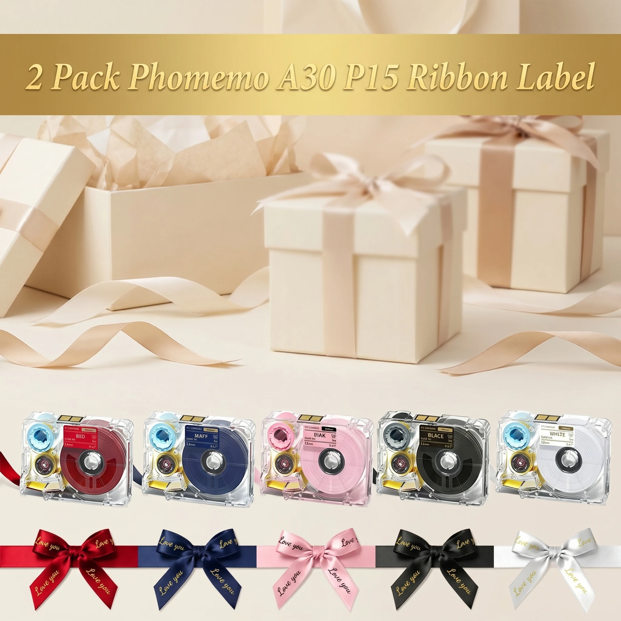 

Phomemo A30 P15 Exclusive Embellish Black Print on Purple Satin Ribbon, Fabric Ribbons for Gift Wrapping,Wedding Bouquets, DIY