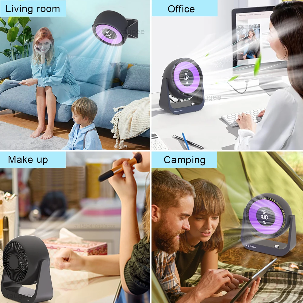 Electric Fan Portable Wireless Air Circulator Fan 4000Mah Destop Wall Cooling Fan 2 in 1 Silient Turbo Fan For Home Office