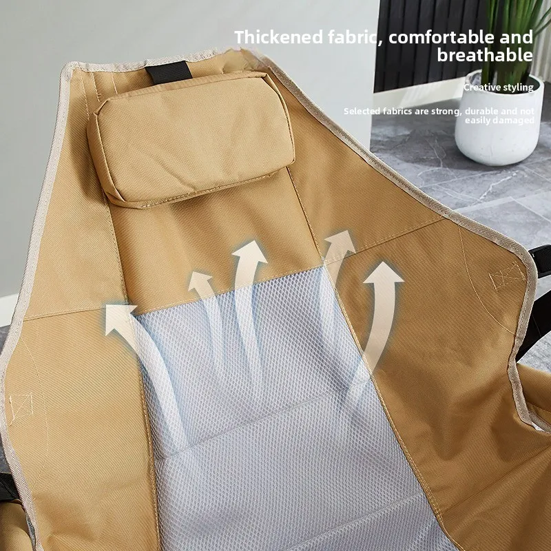 Portable Camping Rocking Chair Foldable Lightweight Breathable Moon Swing Beach Recliner Seat Chair Daily Useful Home Room Decor
