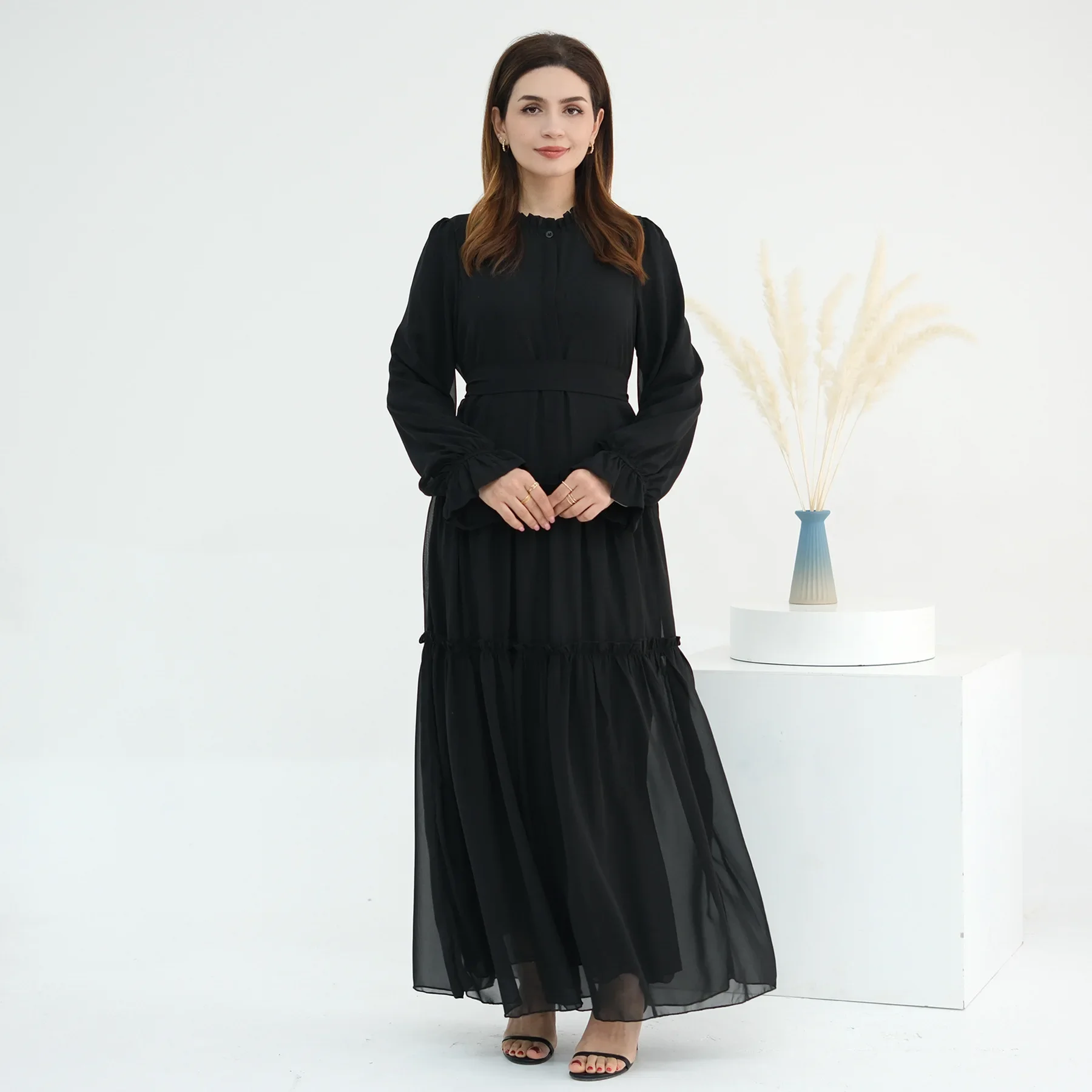 Muzułmańskie kobiety Warstwowa sukienka Maxi Ramadan Eid Kebaya Kaftan Marocain Kaftan Dubaj Turcja Szata Saudyjskoarabski Abaya Islamski Jalabiya