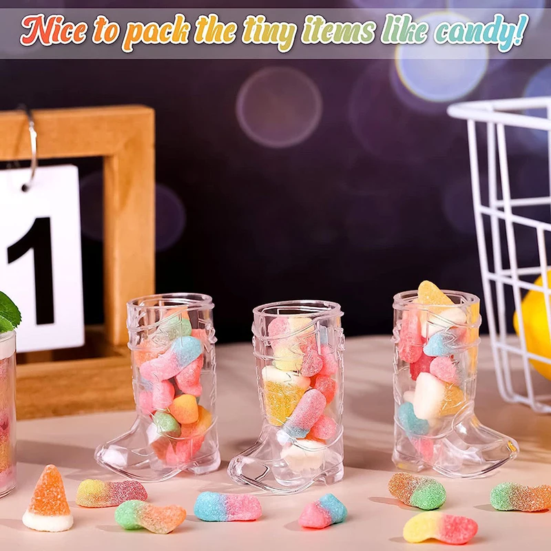 1pcs Mini Clear Plastic Boots Theme Birthday Party Decoration Western Cowboy Boots Drinking Party Favors For Wine Liquor Shots