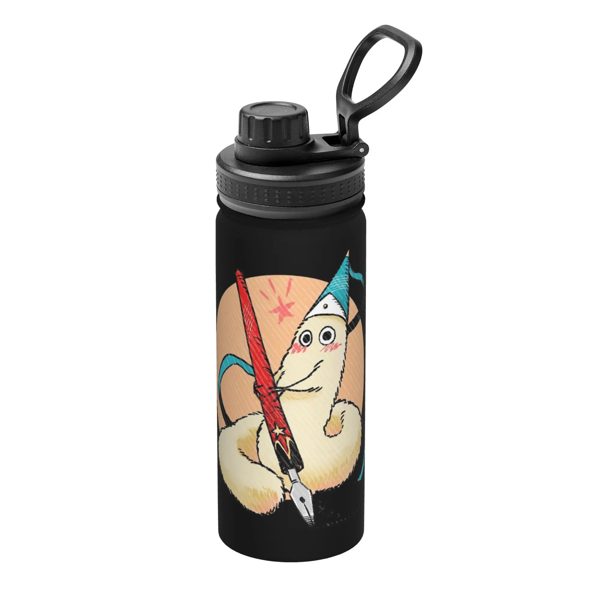 Writing Brush Buddy Witch Hat Atelier Anime 18OZ Sports Insulated Kettle  Coffee Cups Stainless Steel Outdoor Mugs 18OZ