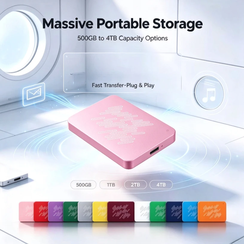 A3-2 Portable External Hard Drive Pink High Speed External Storage Disk Compatible with Windows Laptop & Desktop PC