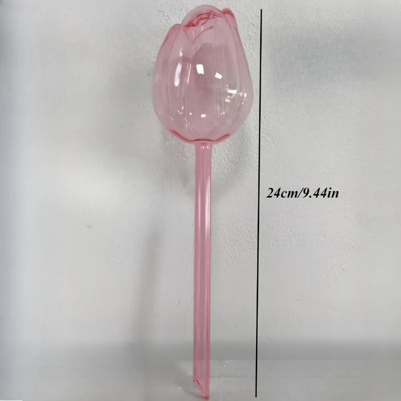 5Pcs/Lot Plastic Pink Tulip Plant Watering Balls Narrow Outlet Design for Prolonged Dropping Suitable for Indoor and Outdoor Plants