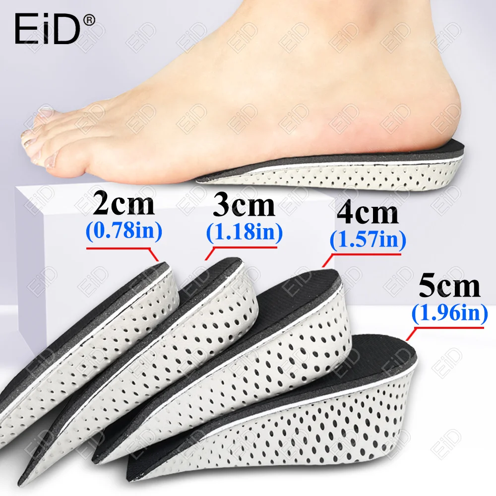

2/3/4/5cm Height Increase Insoles Men Women ShoesArch Support Orthopedic Insoles Sneakers Heel Lift Memory Foam pad Half cushion