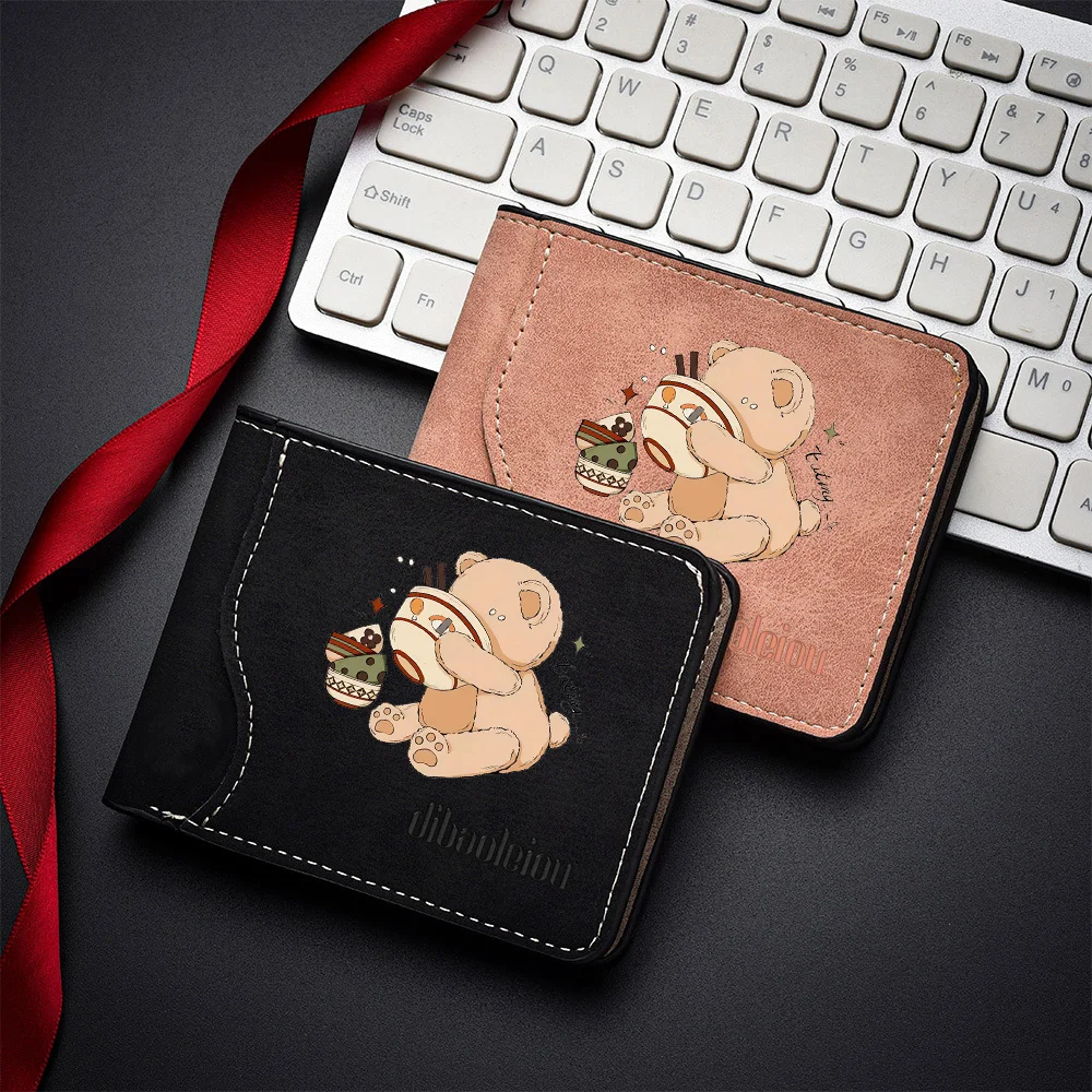 New Short-style Men's Wallet with Ultra-thin and Minimalist Design Featuring Cartoon Print Pattern - Fashionable Men's Wallet