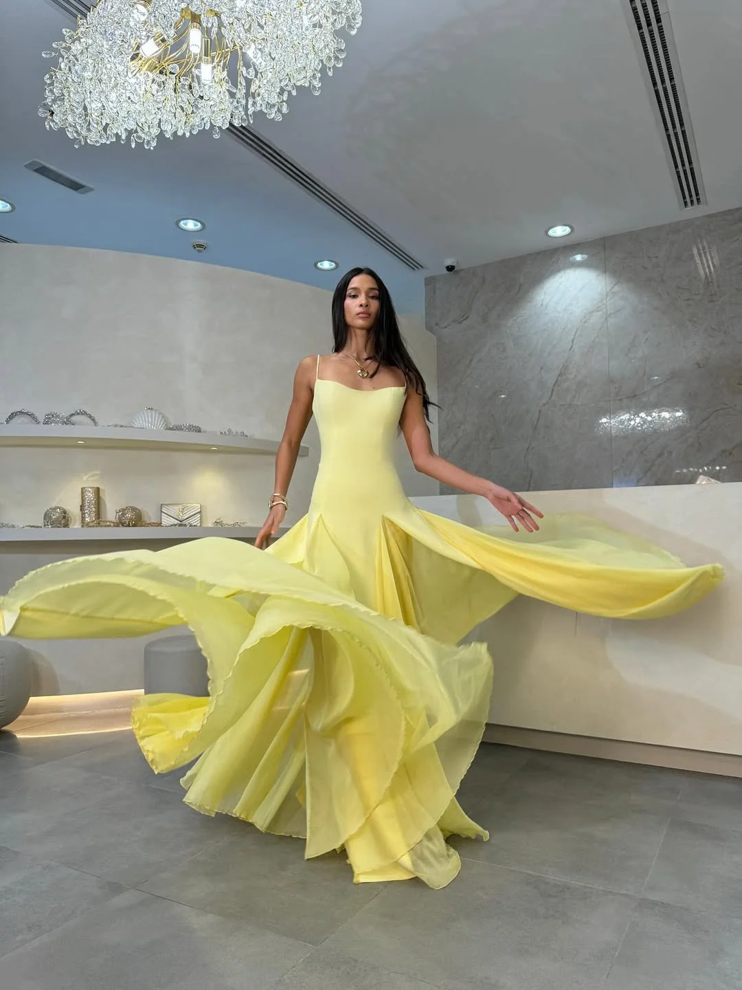 

Aenyrst Customized Yellow Evening dresses Strapless Floor-Length Party Dresses vestido de festa elegante feminino luxo 2025