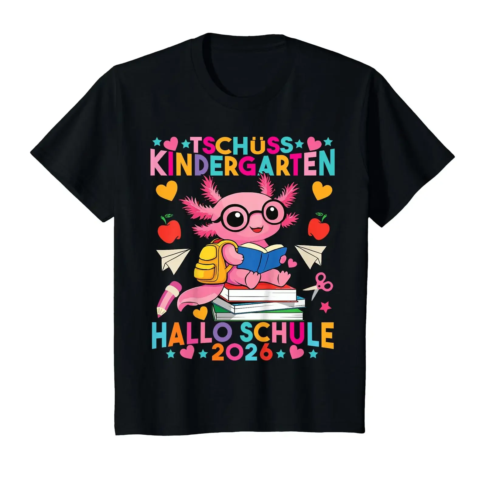 Children Goodbye Kindergarten Hello School Daycare Graduates 2026 Axolotl T Shirt vintage Washed designer clothes homme