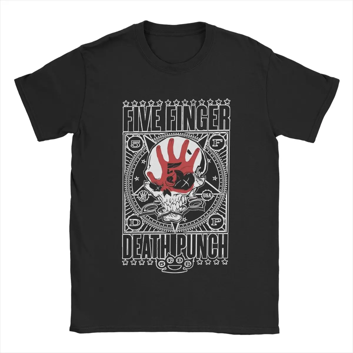 Five Finger Death Punch 5FDP Men's T Shirt Vintage Tees Short Sleeve Round Neck T-Shirts Cotton Gift Idea Tops