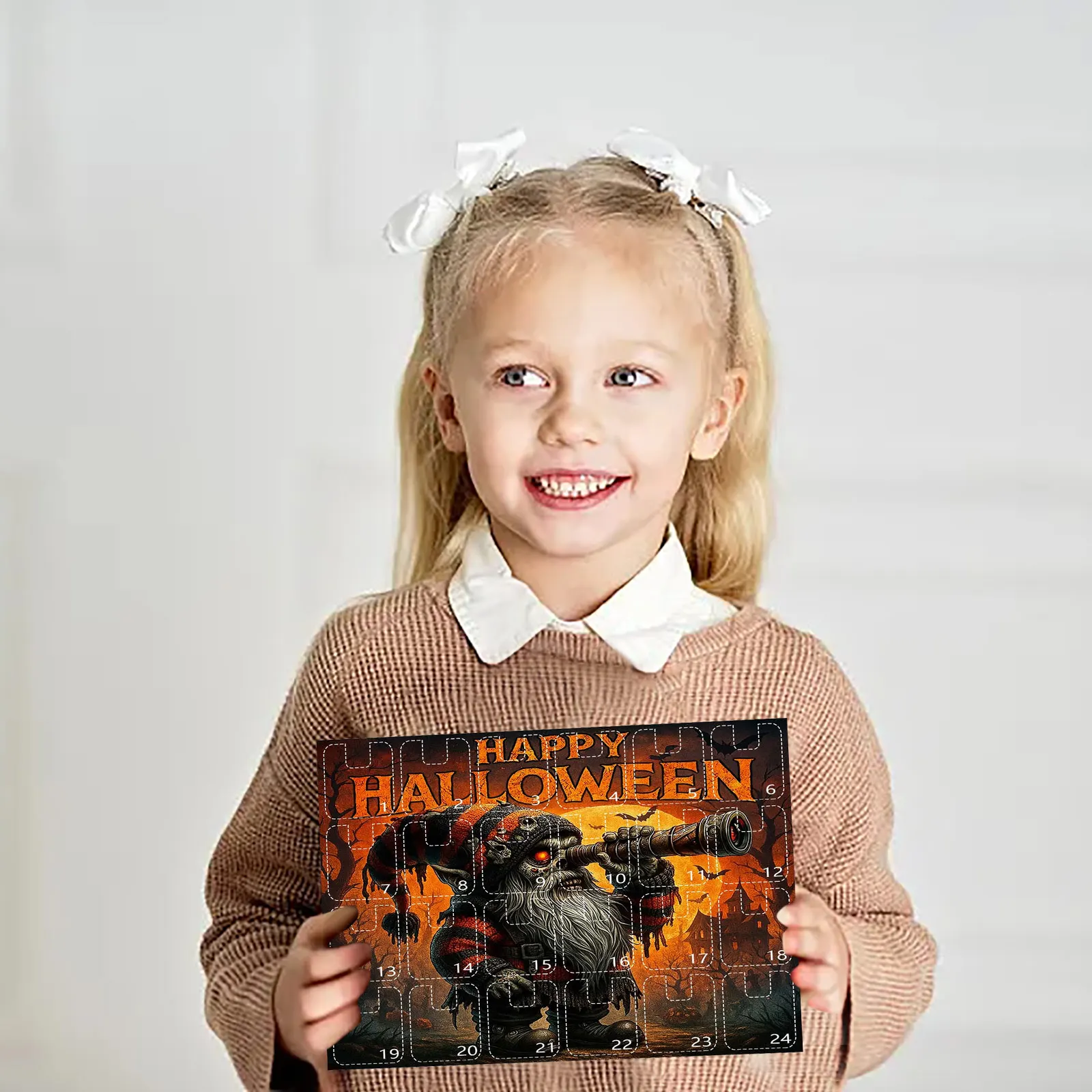 Horloge numérique minuterie enfants Halloween nain arrivée calendrier 24 jours Halloween compte à rebours montre terrifiante avec chronomètre et minuterie