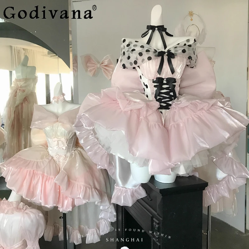 

Sweet Princess Style Ball Gown Dress New 2025 Girl's Sweet Off-Shoulder Big Bow Long Train Birthday Dress Woman's Lolita Dress