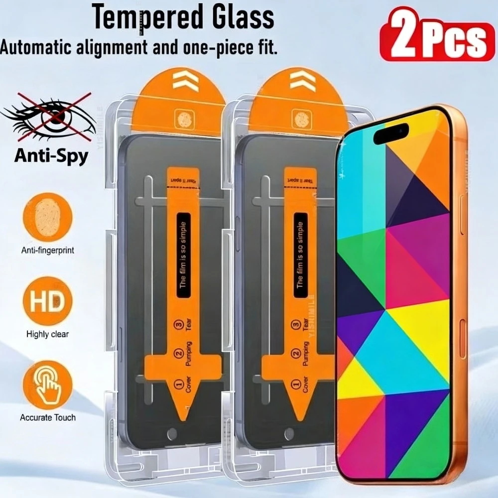 

2Pcs Anti Spy Screen Protector for iPhone 17 16 15 14 Pro Max Air 17e 16e 15 14 Plus 13 12 11 Pro Dust Free Installation Glass