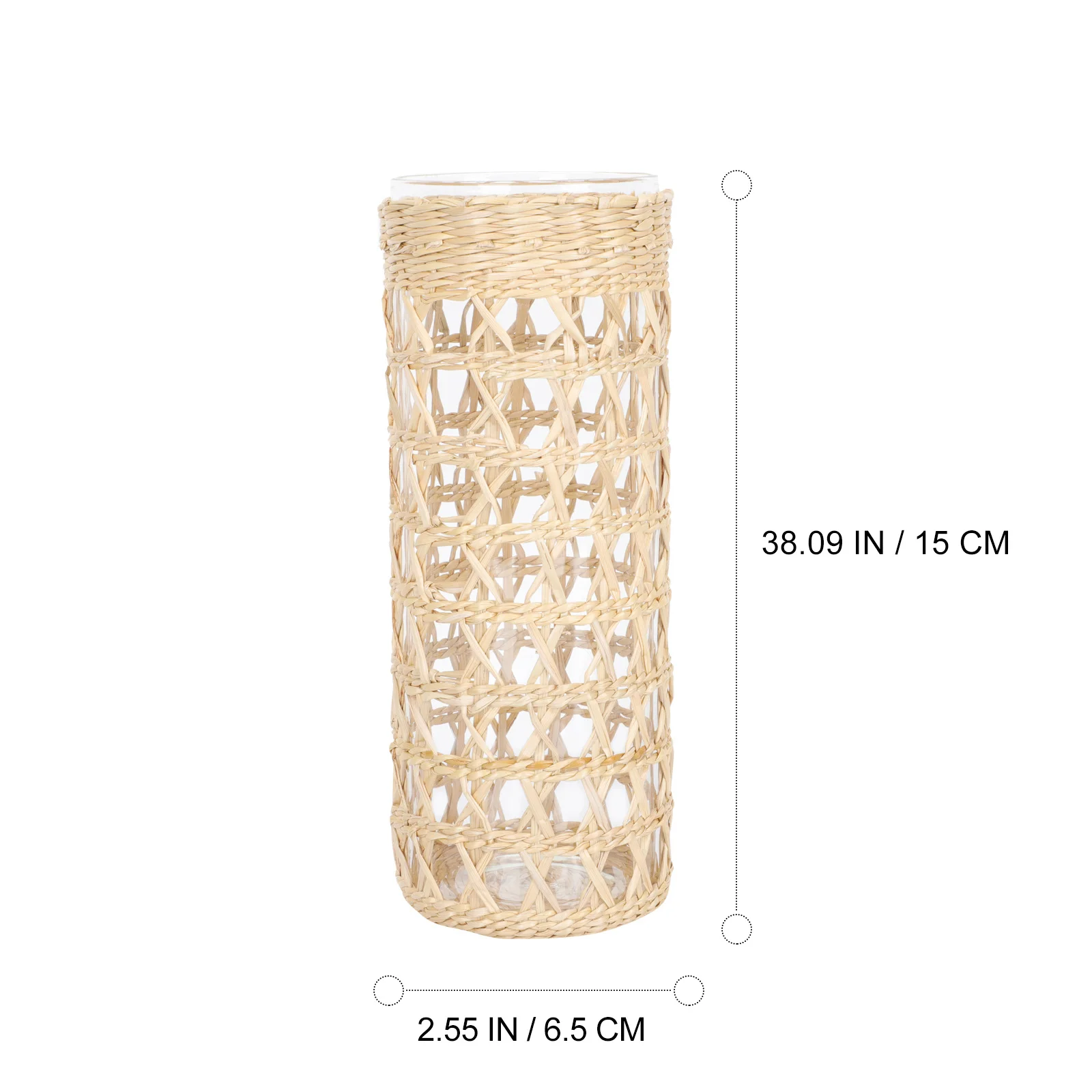 Aromatherapy Glass Cup Straw Weaving Decorative Holder Home Wedding Party Table Decor Candles Cup Holders