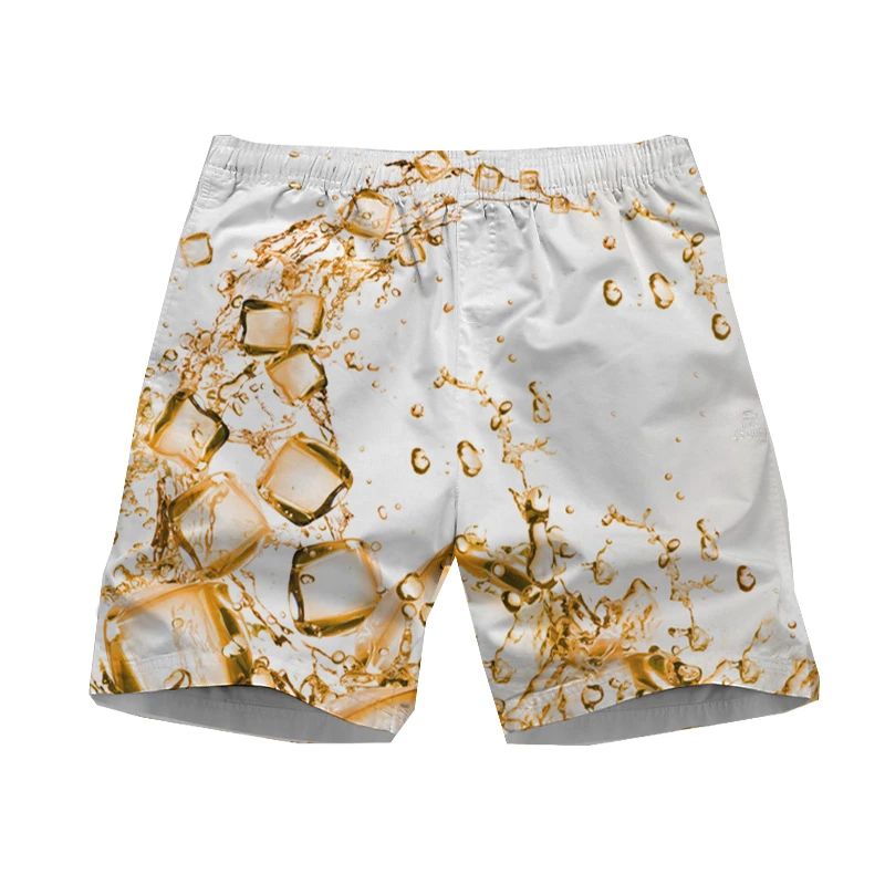 Shorts de plage College 3D pour hommes, maillots de bain décontractés, maillots de bain hawaïens, shorts de glace, pantalons de planche graphiques de bière, été