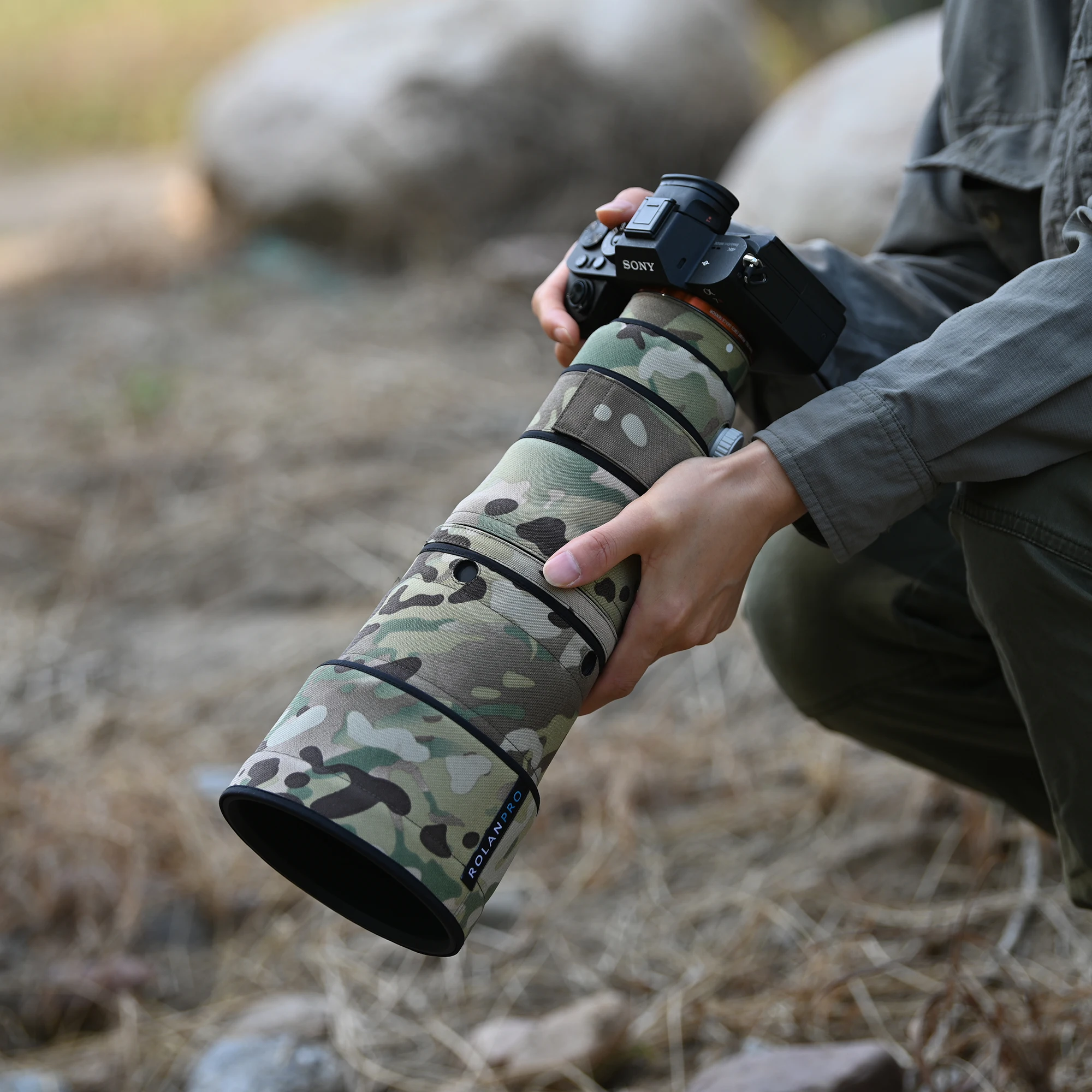 ROLANPRO Wasserdichter Objektivschutz für Sony FE 600mm F6.3 GM OSS Camo Regenschutz Schutzhülle SEL600F63GM Etui 600F6.3GM Stoff – Detail 12