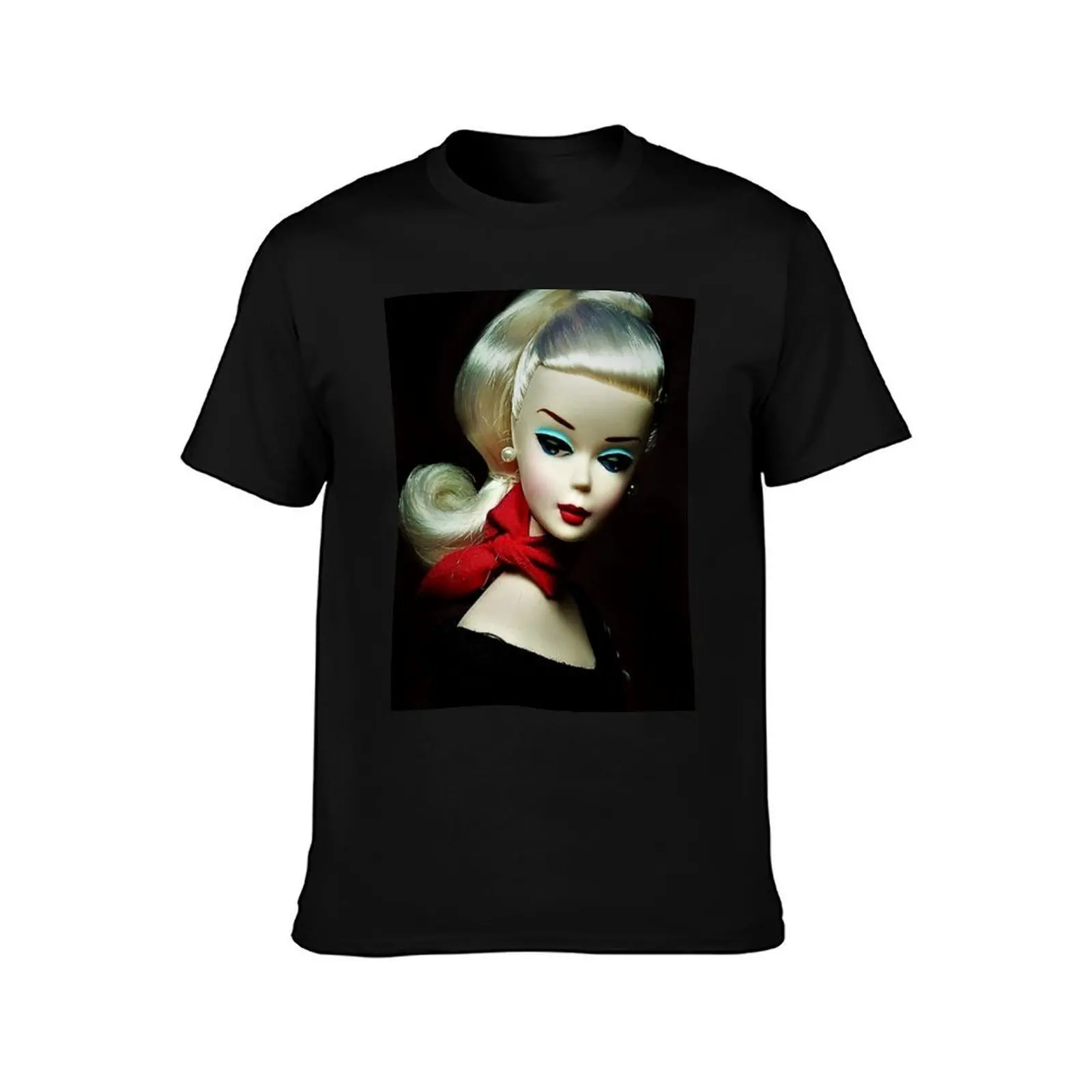 60s digital artdiva doll vintage print mask postermysticladyart T-Shirt, Summer Casual Cotton Tee, Oversized Streetwear Tops