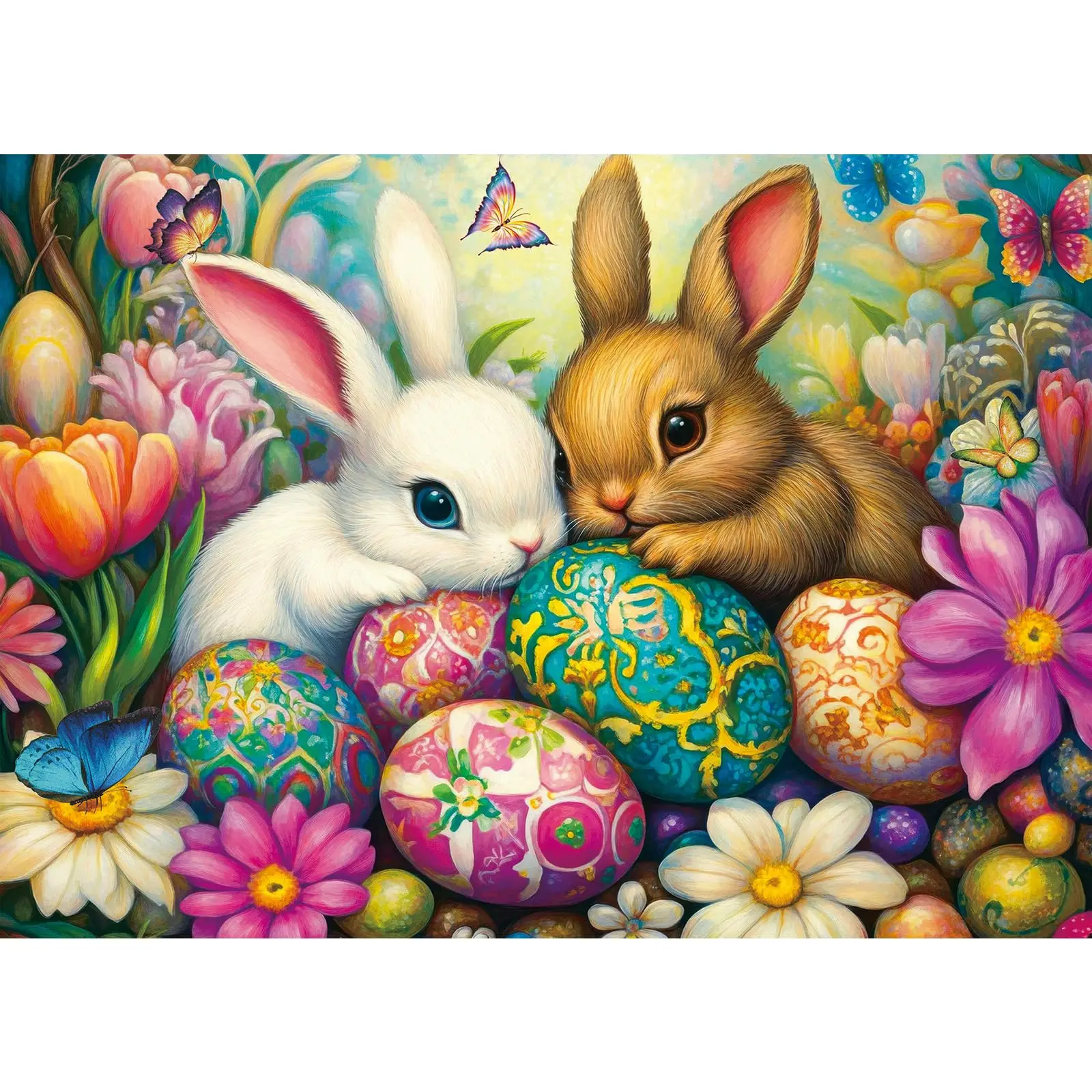 

Two Rabbits and Eggs Animal 500/1000/1200/2000 PCS Jigsaw Puzzles Family Activity Games for Gameroom Bedroom Gifts Home Decor