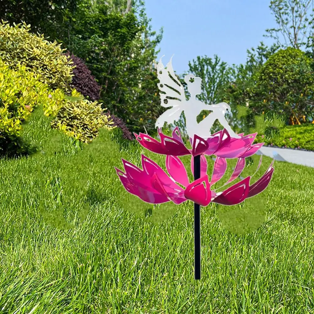 

Wind Rotator Rotating Garden Flower Fairy Sculpture Iron Art Detachable Metal Windmill Creative Wind Spinner Park