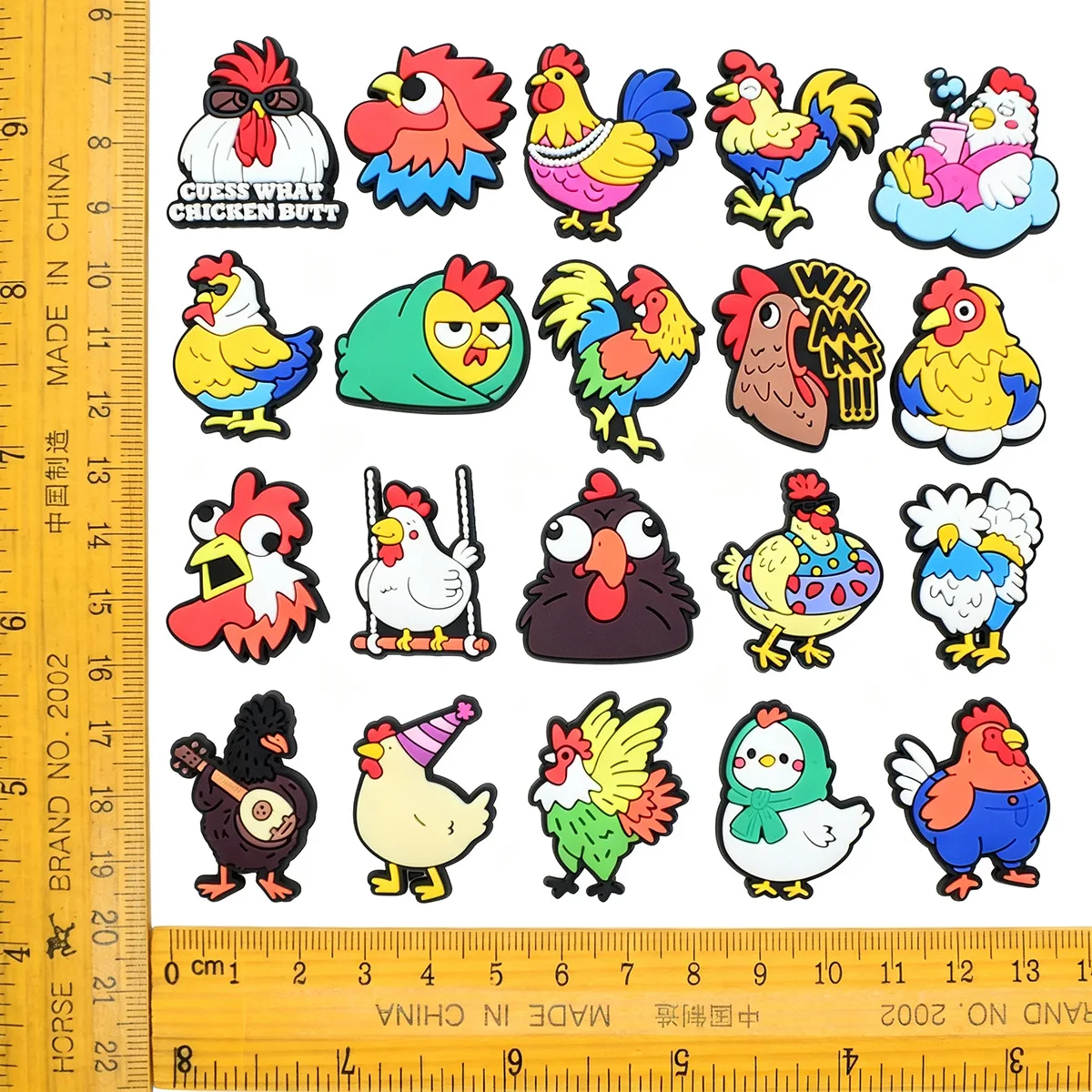 Funny Cartoon Chicken Hen Rooster Shoe Charms PVC Clog Shoe Pins, Removable Hole Shoes Decor Farm Animal DIY Decoration Gifts