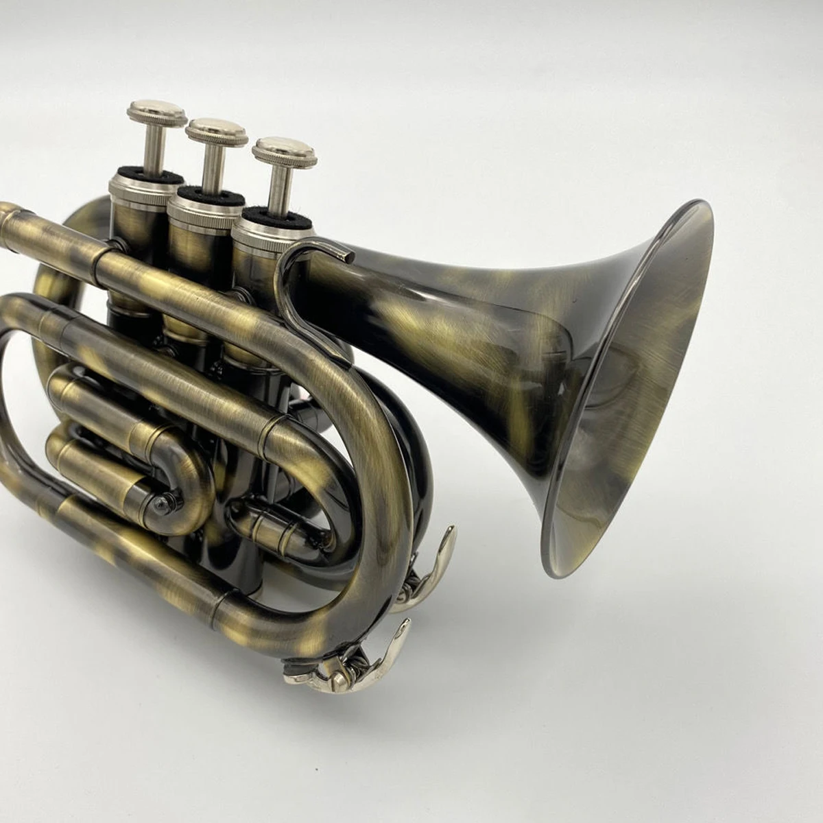 High-end professional trumpet black nickel gold brushed palm number three-tone antique pocket trumpet playing instrument