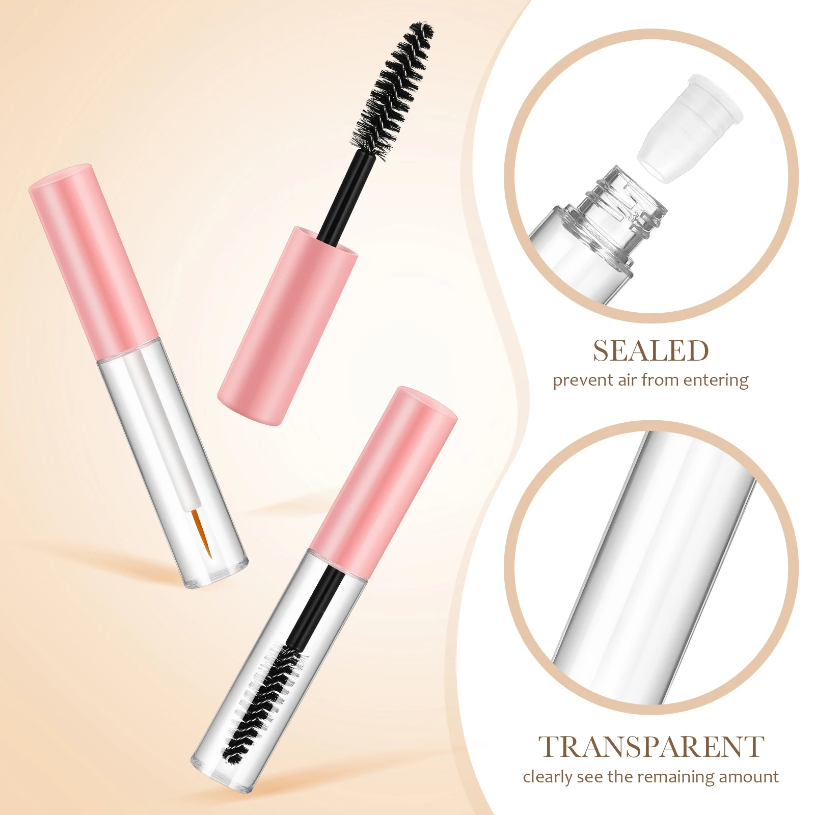 

4Pcs Empty Mascara Tube Lash Wand Small Shadow Tip Liner Bottle Refillable Makeup Container Mascara Tube Shadow Tip Liner Bottle