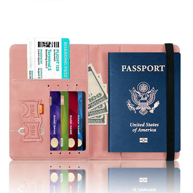 Funda de pasaporte RFID de PU, billetera para tarjeta de identificación de crédito, impermeable, vendaje de negocios, soporte para pasaporte, Protector multifunción de viaje