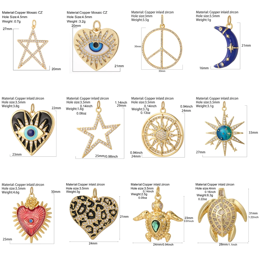 Cute Moon Heart Charms for Jewelry Making Supplies Gold Color  Eye Charm Dijes Diy Woman Earrings Necklace Braclet  Pendant