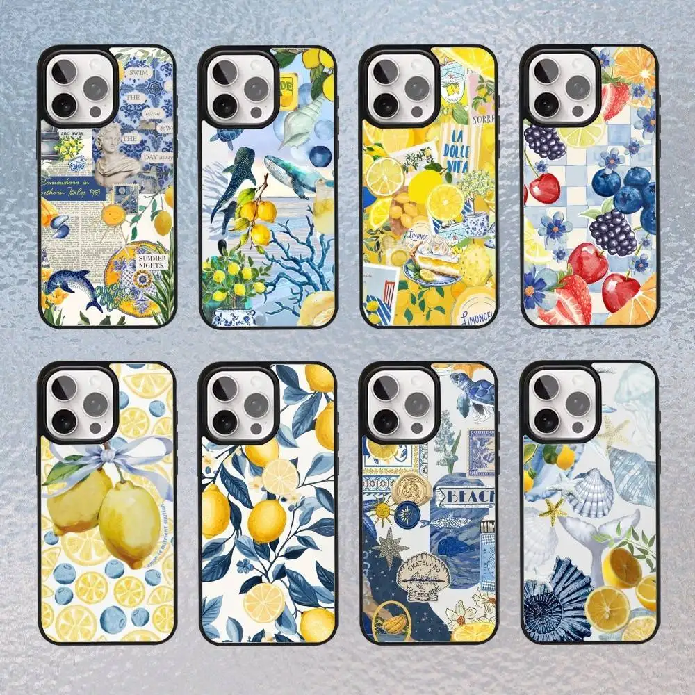 

Seaside Scenery Wine Lemon Phone Case For iPhone17,16,15,14,13,12,11 Plus,Pro Max Magnetic Magsafe Wireless Charging