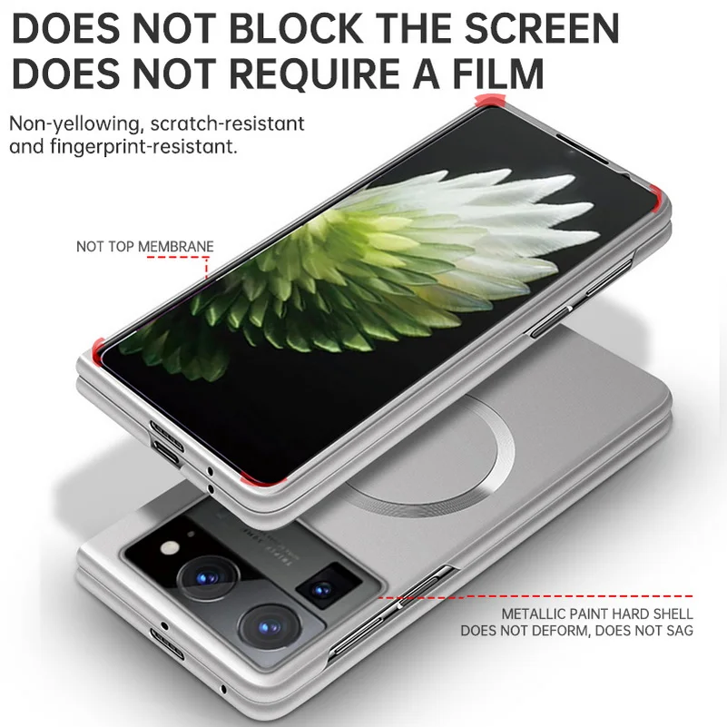 For Tecno Phantom VFold2 Ultra Thin Matte Metallic Paint for Magsafe Case for Tecno Phantom V Fold 2 Wireless Charging PC Cover