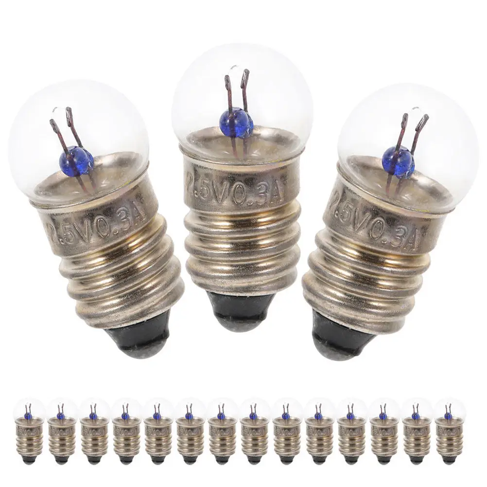 25Pcs Tiny Screw Base Light Bulbs E10 Miniature 2.5V Bright Clear Glass Bulbs for Physical Science Teaching Electrical