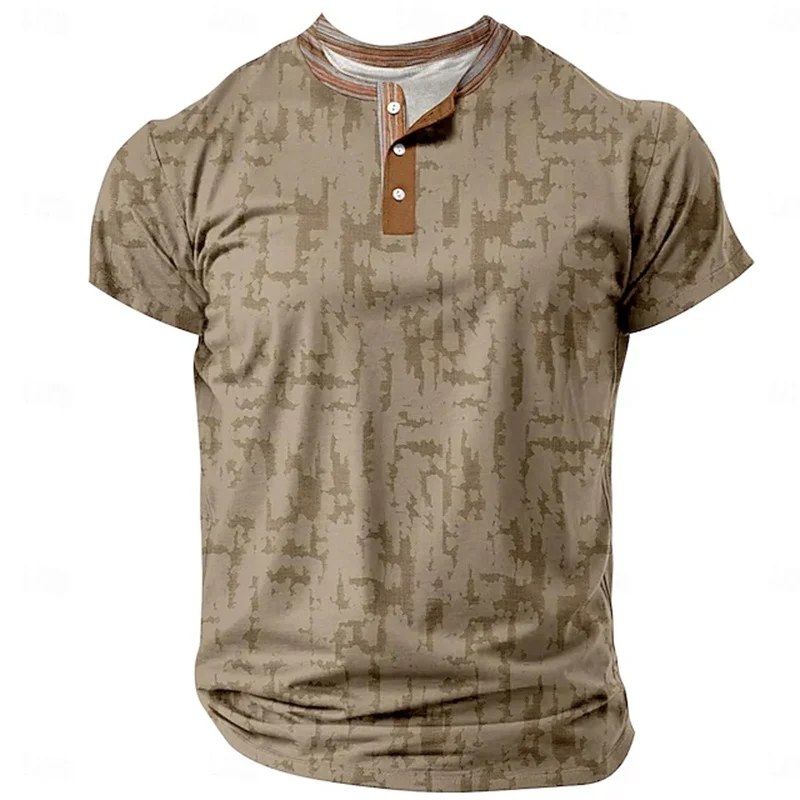 Sommer Herren Pullover Boutique Farbverlauf Bedruckt Atmungsaktiv Knopfleiste Pullover Herrenbekleidung 3D Waffel Kurzarm Mode-Oberteil – Detail 13