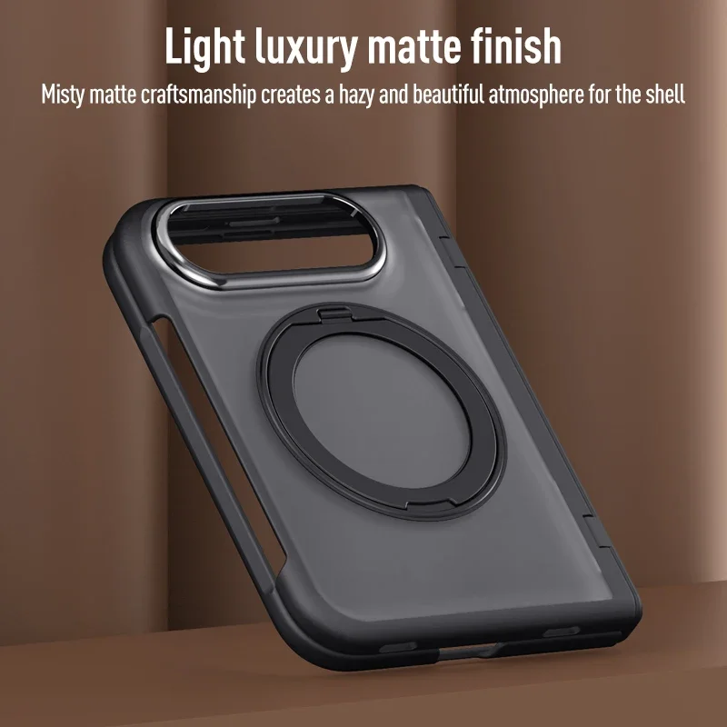 360 Degree Rotating Frosted For MagSafe Magnetic Bracket Phone Case, For iPhone Duo Fold High-Definition privacy Screen Cover