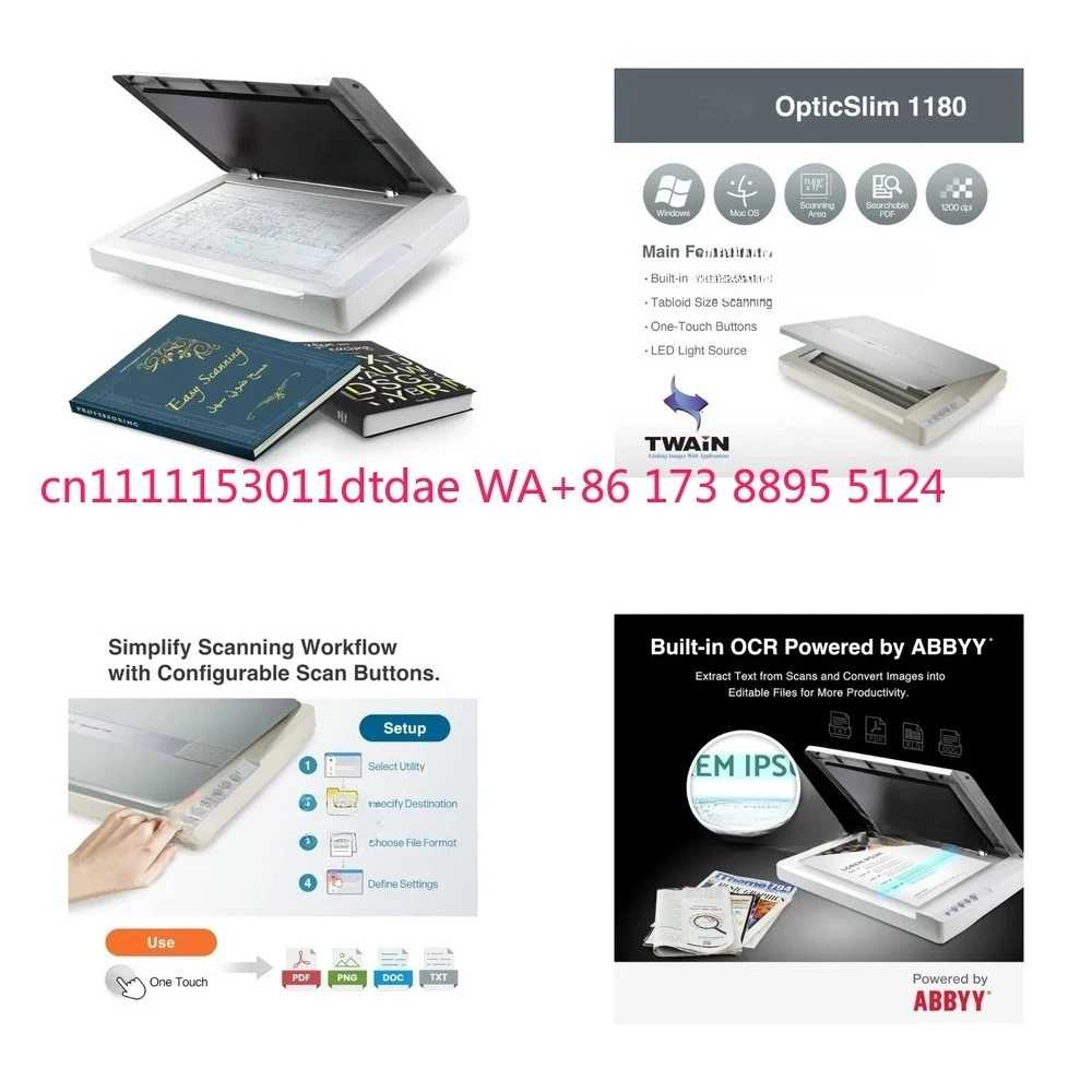 

Large Format Flatbed Scanner for OS 1180 A3 Tabloid Legal Size Document Scanner Up to 1200 DPI for Blueprints Engineering