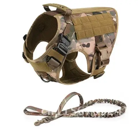 Service Dog K9 Harness Vest Tactical Military Metal Buckle MOLLE Padded Large Big Leash Set Training German Shepherd