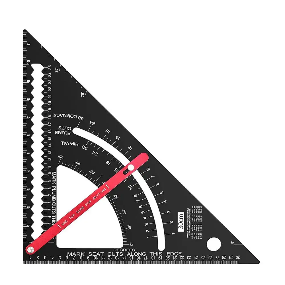 Triangle Ruler Extension Rod Aluminum Alloy Angle Protractor Speed Inch Square Measuring Ruler For Building Framing Tools