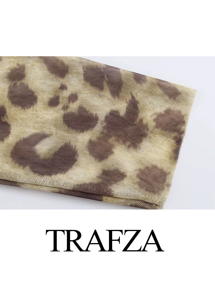 Trafza เสื้อผู้หญิงใส่ฤดูใบไม้ร่วง, เสื้อคอเต่าครึ่งแน่นแขนยาวผ้าบางเนื้อละเอียดพิมพ์ลายตกแต่งสตรีทแวร์3สีสำหรับผู้หญิง