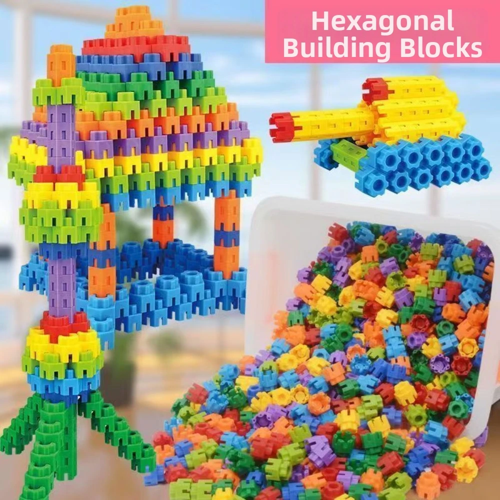 Colorful Hexagon Building Blocks Interlocking Structure Smooth Rounded Edges Interlocking Building Blocks Hexagonal Shape