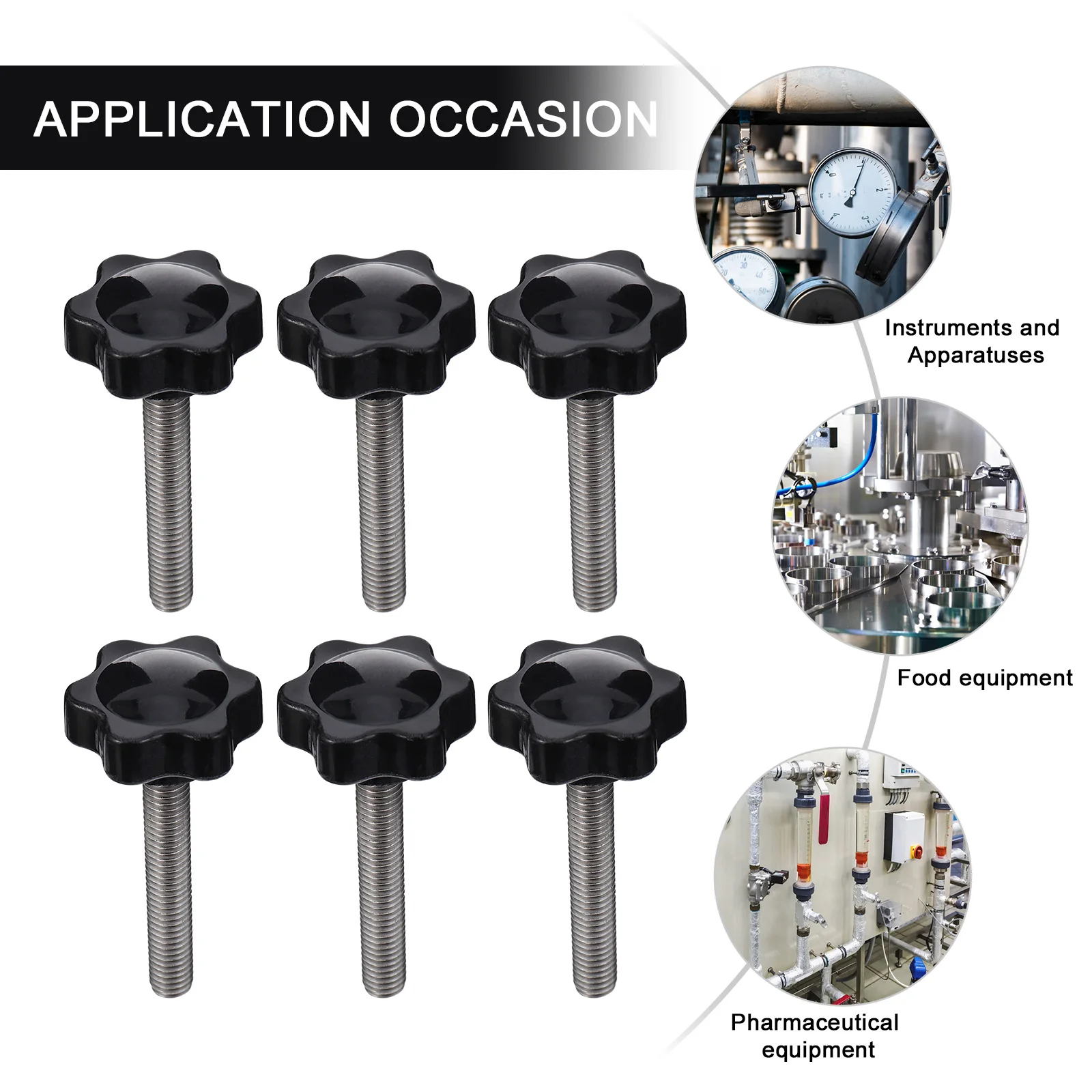 

10pcs Thread Clamping Screws Black Oxide Stainless Steel Screw Knobs Plum Blossom Manually Tightened Furniture Hardware