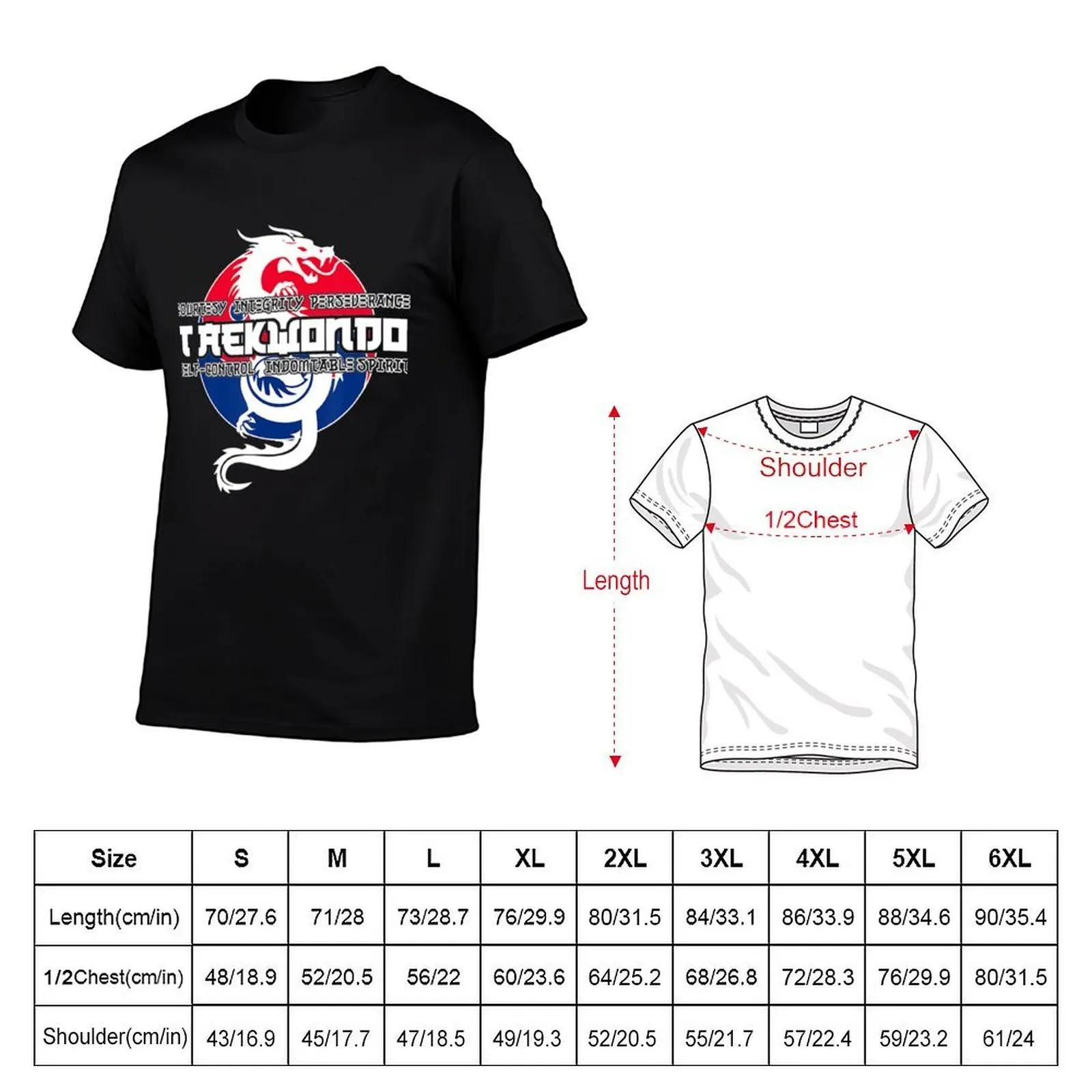 Taekwondo Graphic TKD 5 Tenets Asian Dragon T-Shirt t shirts for man graphic cars t shirt for man 100 percent cotton T-Shirt