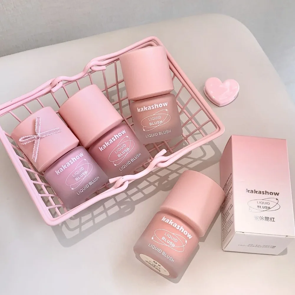6 Colors Liquid Blush Moisturizing Pressed Type Cheek Liquid Blush Cream Longlasting Color Enhancing Makeup Rouge