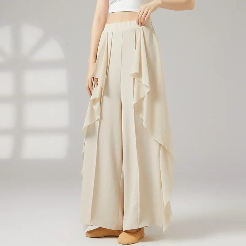 中国の民族舞踊古典舞踊キュロット女性ルーズワイドレッグパンツ菌類レース妖精ボディ韻ダンスウェアパンツ