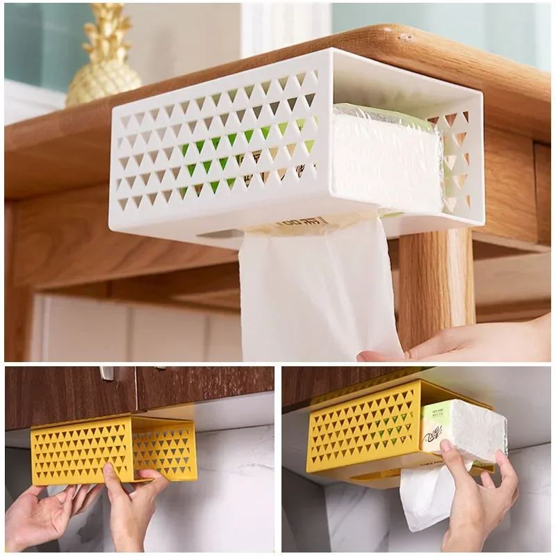 Home Storage  Wall-Mounted Multifunctional Tissue Box Home Storage Box Bathroom Accessories Organizer Tissue Holder