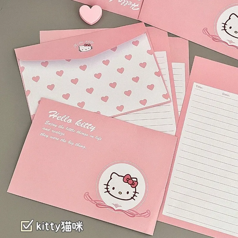 HelloKitty Cute Envelope Letter Paper Cartoon Pink Letter Letters Card Card Students Stationer Party Invitation Thank You Letter