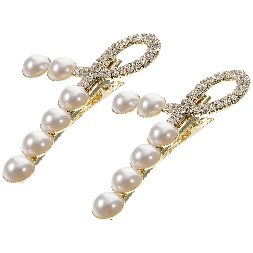 

2pcs Pearl Clips Side Clip Wedding Elegant Women Hair Accessories For Thin Thick Hair Stylish Jewelry Party Daily Wear