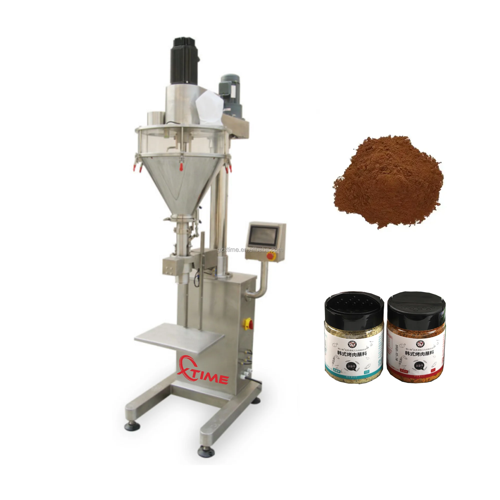 Semi Automatic Ingredient Spice Chili Curry Auger Quantitative Powder Filling Dosing Machine for Jar and Bag Packaging