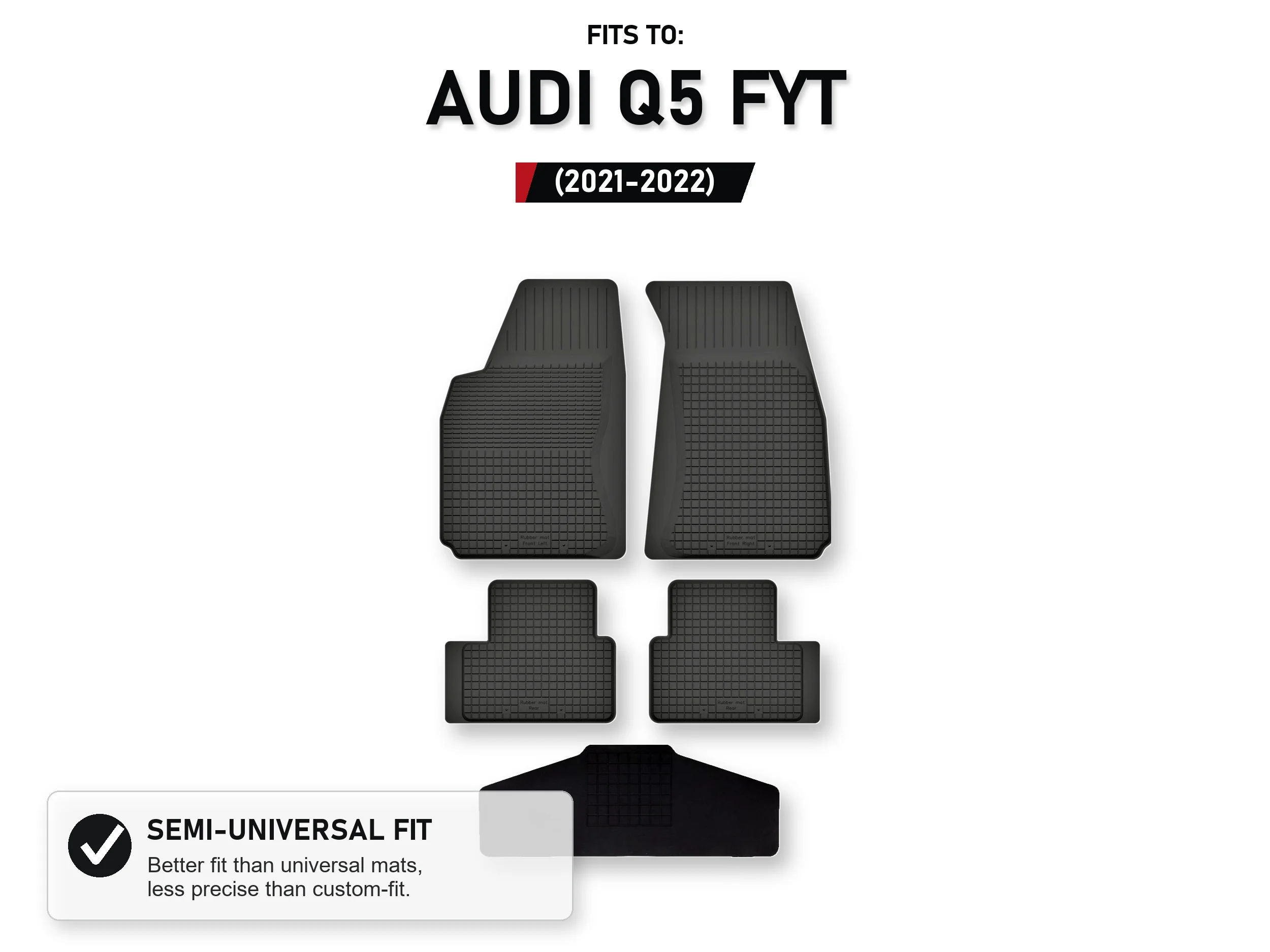 Rubberen matten, dienbladtype met tunnel voor: Audi Q5 Fyt 2021-2022 5 stuks